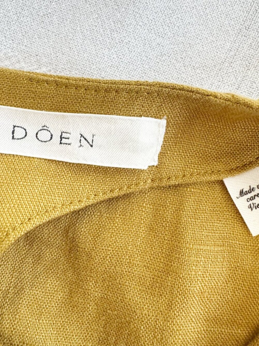 Doen Bennette Dress Golden Olive Linen Sleeveless Pocket Shift Dress Size M - Picture 10 of 14